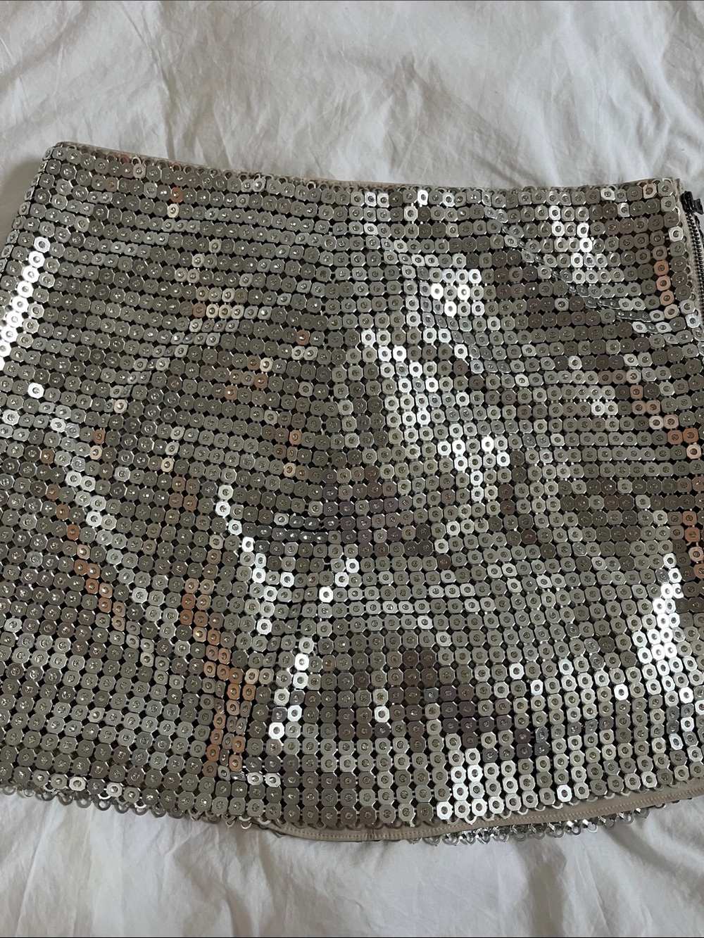 Alice & Olivia Riley low rise chainmail micro skirt rhinestones shiny metal - Picture 9 of 13
